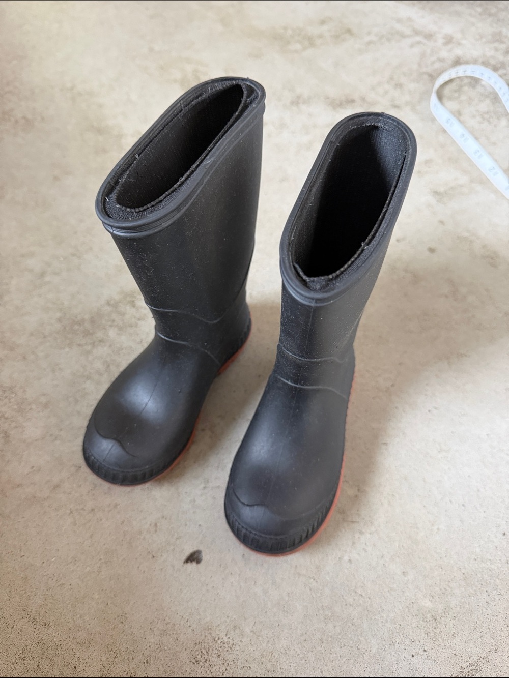 Kids Black Rain Boots with Red Outsole